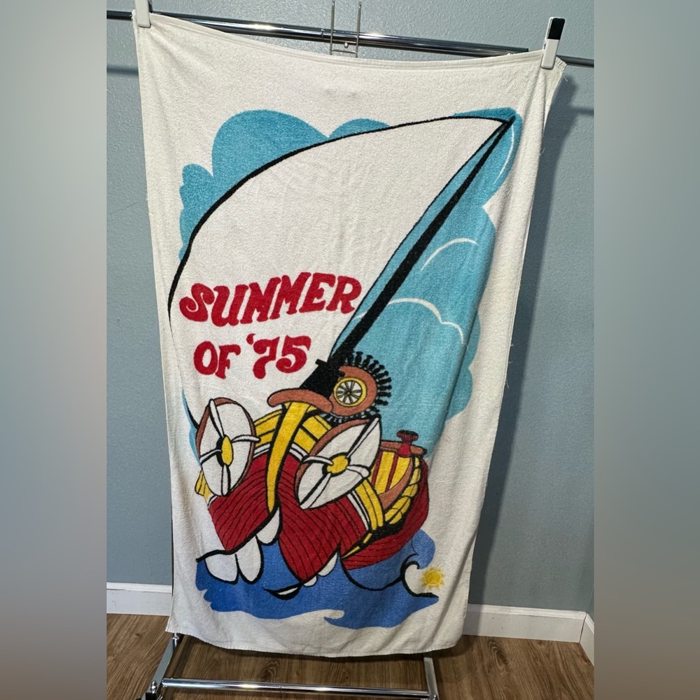 Vintage 70s SEARS summer of 75 beach towel - made in the USA -‎ Rare!